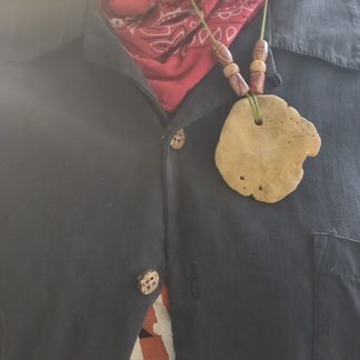 Flat Hag Stone on Rainbow Leather Cord #3